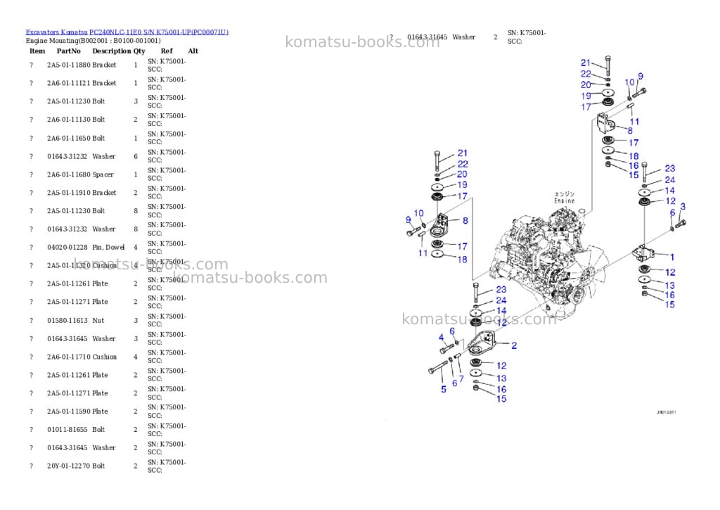 Komatsu pc240nlc-11e0 s/n k75001-up Parts catalog cover Page 3 Komatsu pc240nlc-11e0 s/n k75001-up Parts catalog cover Page 3