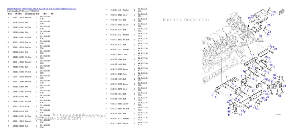 Komatsu saa6d140e-7d s/n 833338-up for pc700lc-11e0 Parts catalog cover Page 10 Komatsu saa6d140e-7d s/n 833338-up for pc700lc-11e0 Parts catalog cover Page 10