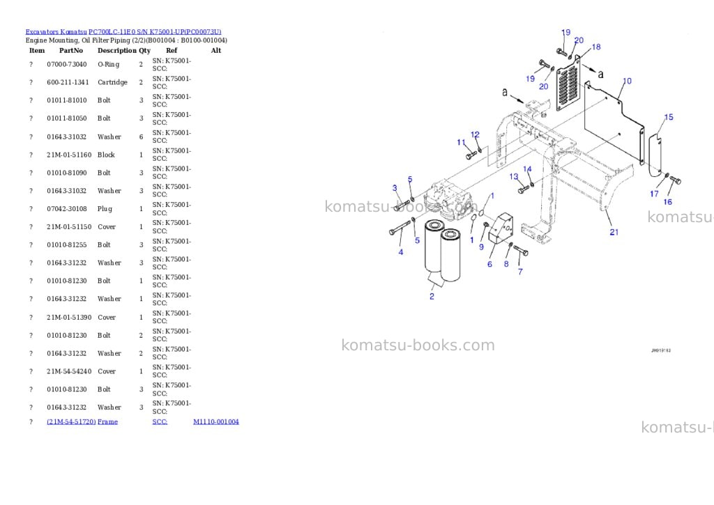 Komatsu pc700lc-11e0 s/n k75001-up Parts catalog cover Page 3 Komatsu pc700lc-11e0 s/n k75001-up Parts catalog cover Page 3