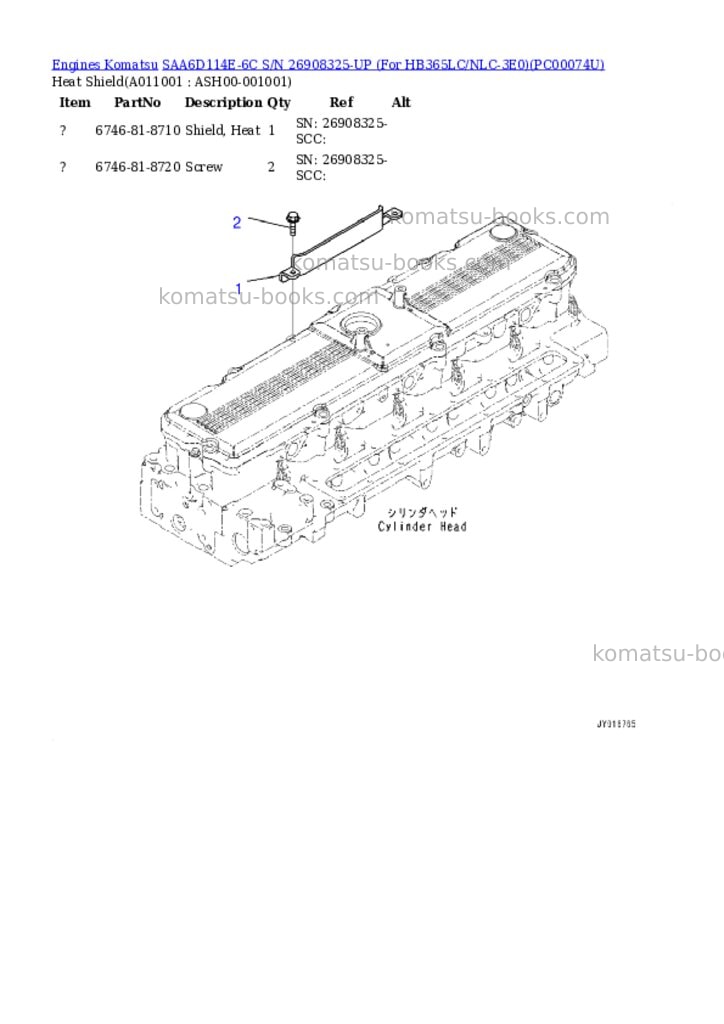 Komatsu saa6d114e-6c s/n 26908325-up for hb365lc/nlc-3e0 Parts catalog cover Page 10