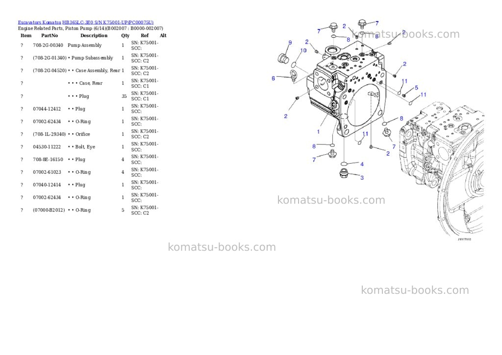 Komatsu hb365lc-3e0 s/n k75001-up Parts catalog cover Page 10