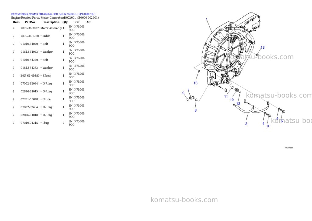 Komatsu hb365lc-3e0 s/n k75001-up Parts catalog cover Page 4
