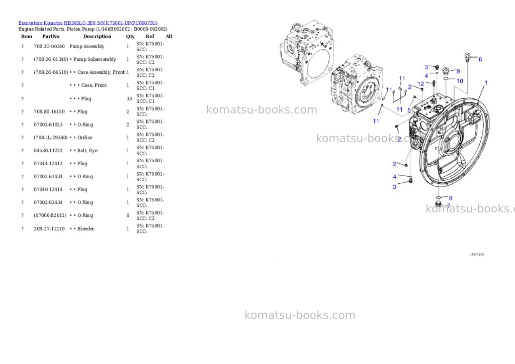 Komatsu hb365lc-3e0 s/n k75001-up Parts catalog cover Page 5