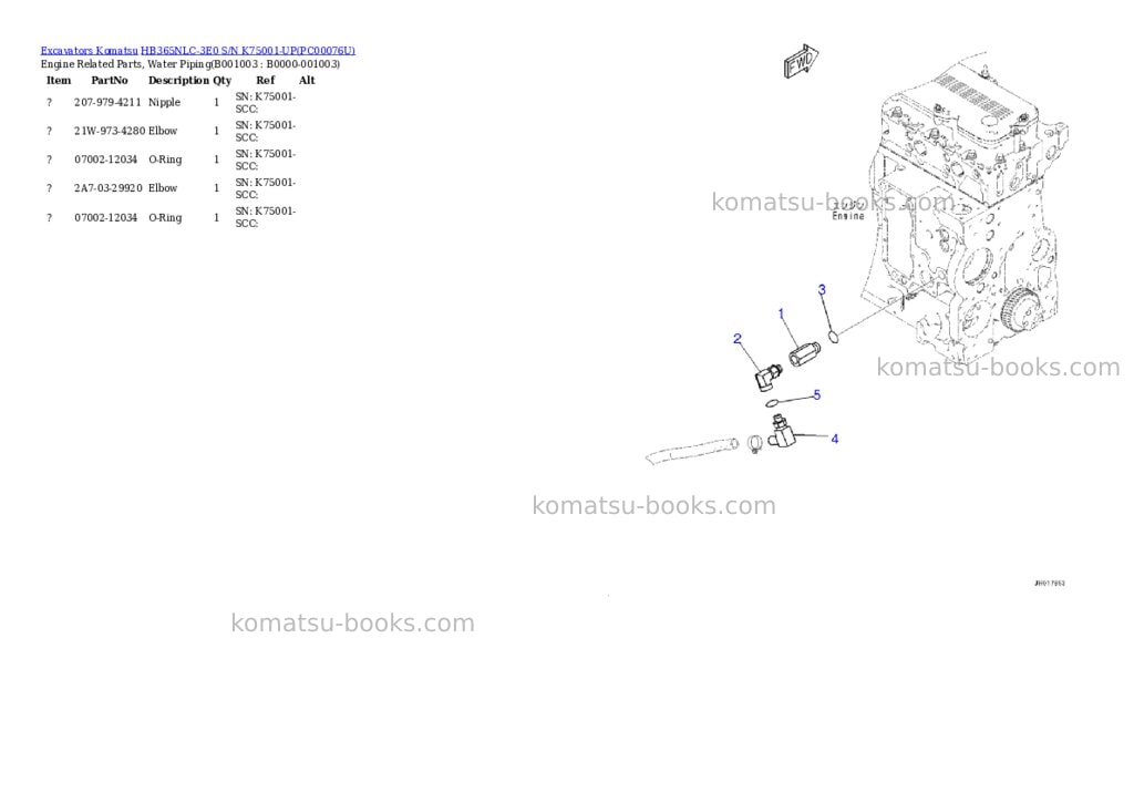 Komatsu hb365nlc-3e0 s/n k75001-up Parts catalog cover Page 2