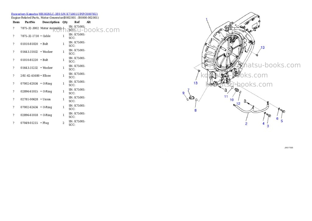 Komatsu hb365nlc-3e0 s/n k75001-up Parts catalog cover Page 4