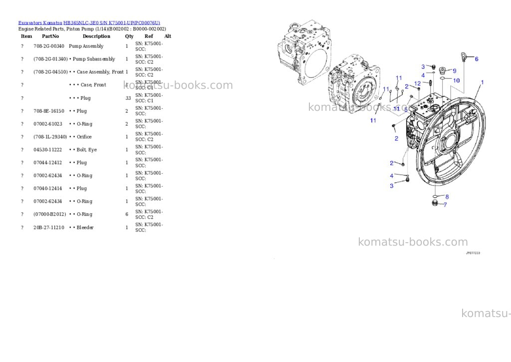 Komatsu hb365nlc-3e0 s/n k75001-up Parts catalog cover Page 5