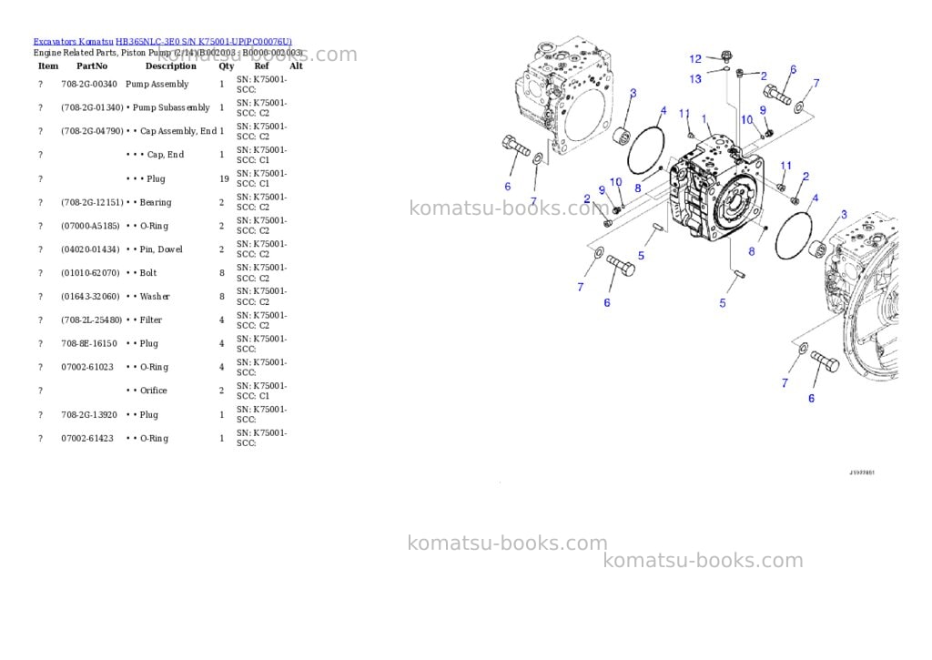 Komatsu hb365nlc-3e0 s/n k75001-up Parts catalog cover Page 6