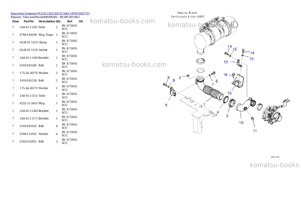 Komatsu pc210-11e0 s/n k75001-up Parts catalog cover Page 10 Komatsu pc210-11e0 s/n k75001-up Parts catalog cover Page 10