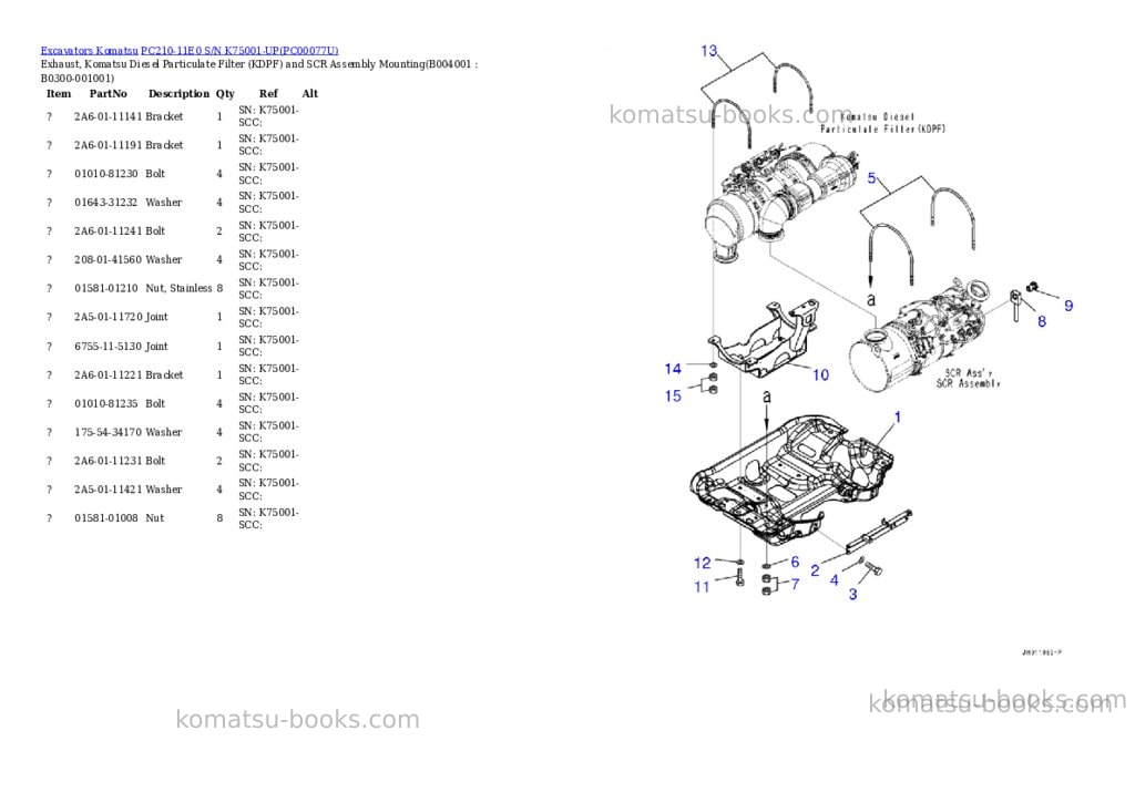 Komatsu pc210-11e0 s/n k75001-up Parts catalog cover Page 6 Komatsu pc210-11e0 s/n k75001-up Parts catalog cover Page 6