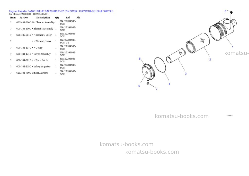 Komatsu saa6d107e-3c s/n 22394983-up for pc210-11e0/pc210lc-11e0 Parts catalog cover Page 4