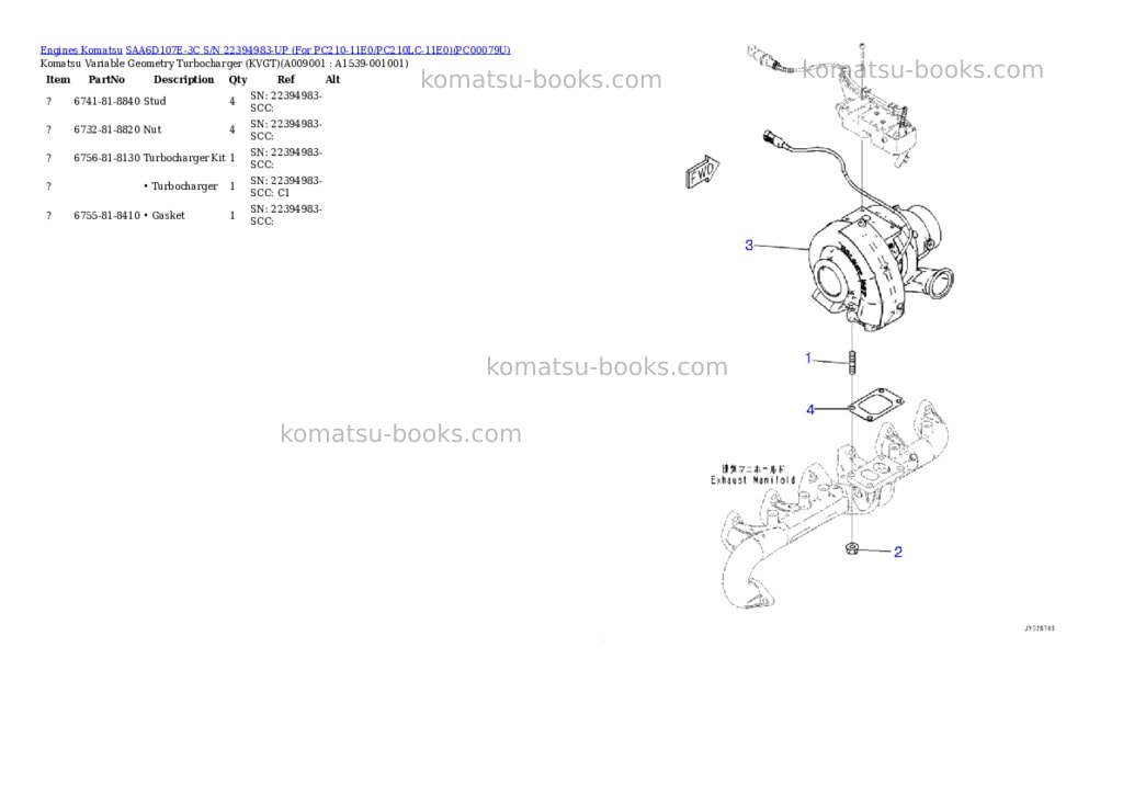 Komatsu saa6d107e-3c s/n 22394983-up for pc210-11e0/pc210lc-11e0 Parts catalog cover Page 8