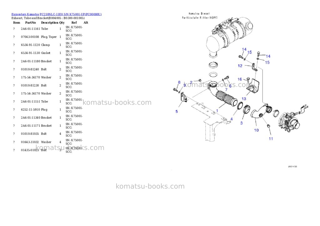 Komatsu PC210NLC-11E0 S/N K75001-UP Parts catalog cover Page 10 Komatsu PC210NLC-11E0 S/N K75001-UP Parts catalog cover Page 10