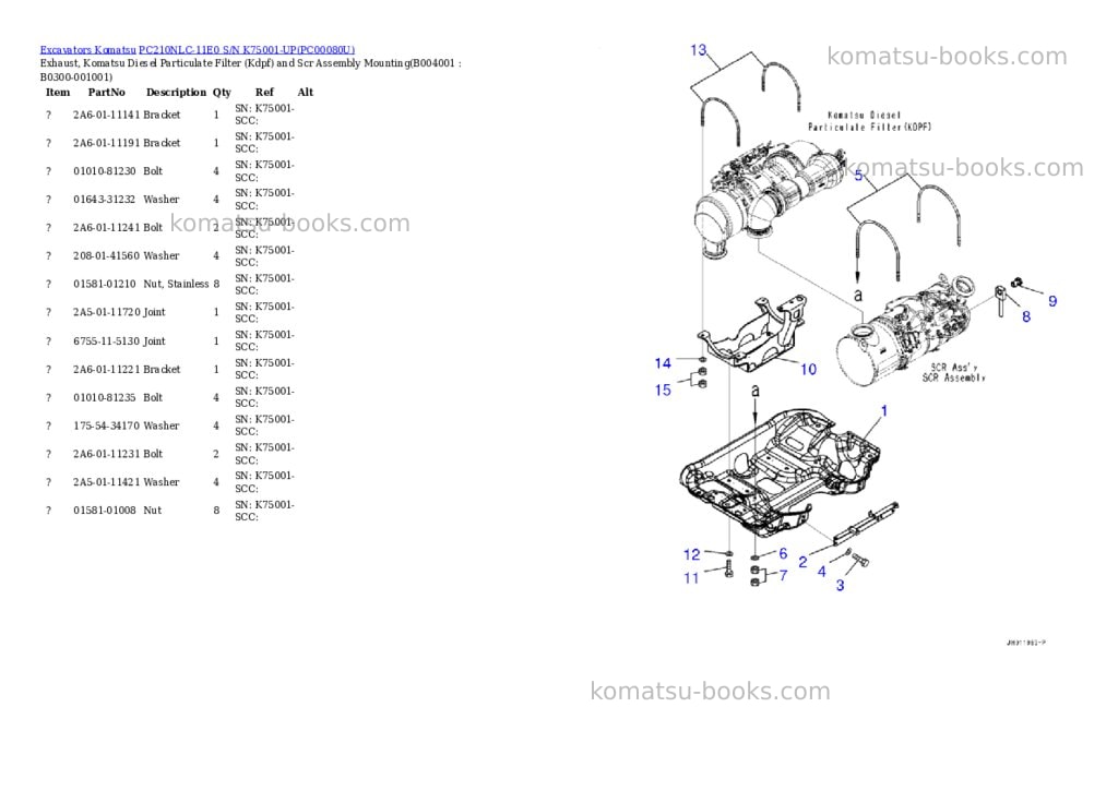 Komatsu PC210NLC-11E0 S/N K75001-UP Parts catalog cover Page 6 Komatsu PC210NLC-11E0 S/N K75001-UP Parts catalog cover Page 6