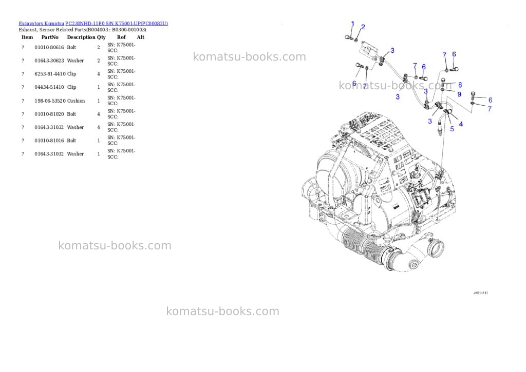Komatsu PC230NHD-11E0 S/N K75001-UP Parts catalog cover Page 8