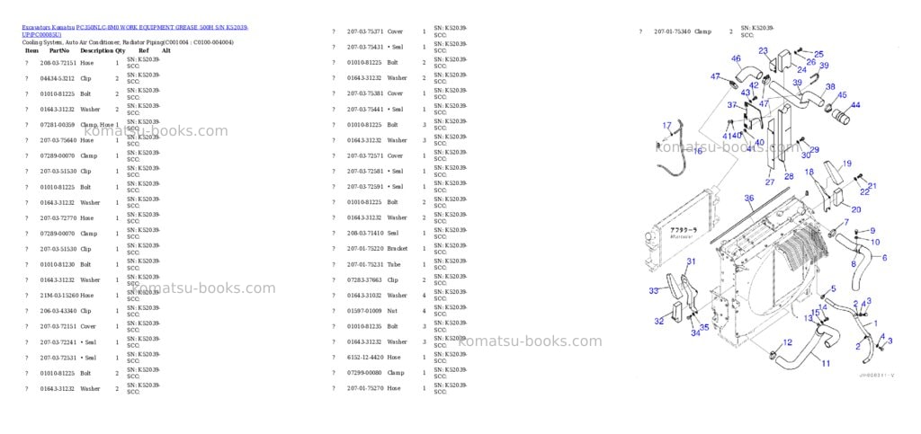 Komatsu PC350NLC-8M0 WORK EQUIPMENT GREASE 500H S/N K52039-UP Parts catalog cover Page 6 Komatsu PC350NLC-8M0 WORK EQUIPMENT GREASE 500H S/N K52039-UP Parts catalog cover Page 6