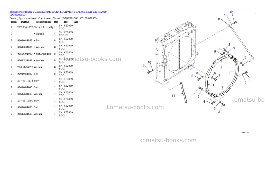 Komatsu PC350NLC-8M0 WORK EQUIPMENT GREASE 500H S/N K52039-UP Parts catalog cover Page 7 Komatsu PC350NLC-8M0 WORK EQUIPMENT GREASE 500H S/N K52039-UP Parts catalog cover Page 7