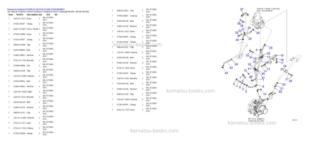 Komatsu PC290LCI-11E0 S/N K75001-UP Parts catalog cover Page 4