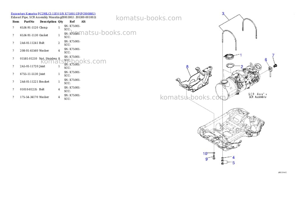 Komatsu PC290LCI-11E0 S/N K75001-UP Parts catalog cover Page 7