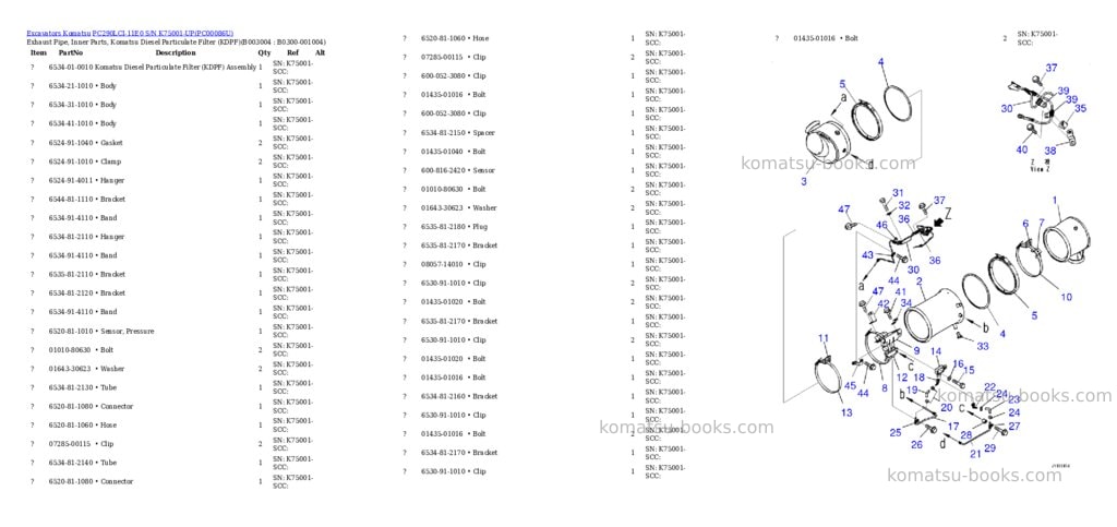 Komatsu PC290LCI-11E0 S/N K75001-UP Parts catalog cover Page 8