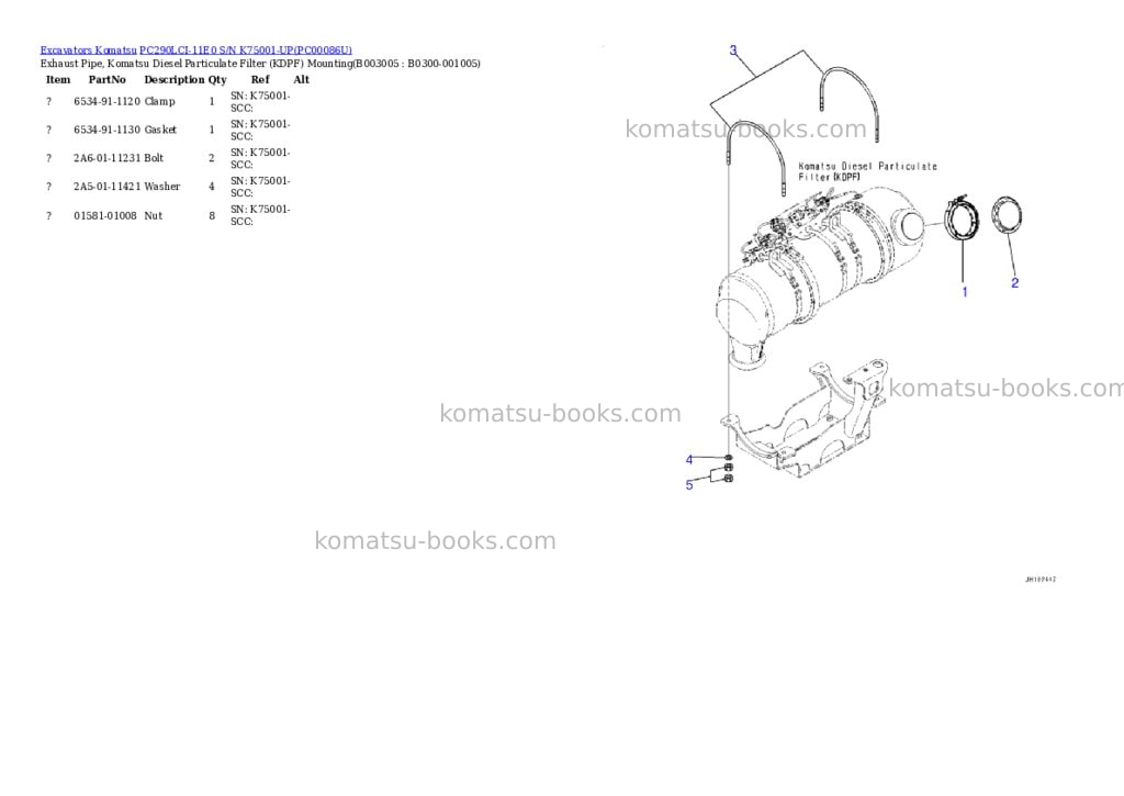 Komatsu PC290LCI-11E0 S/N K75001-UP Parts catalog cover Page 9