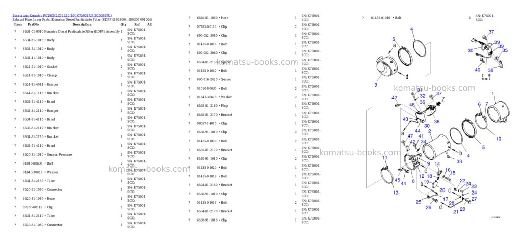 Komatsu PC290NLCI-11E0 S/N K75001-UP Parts catalog cover Page 4