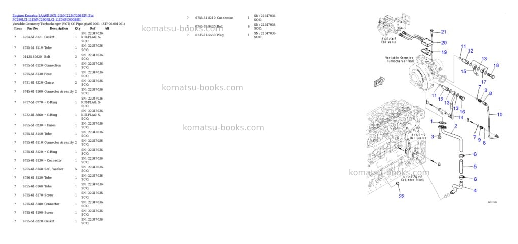 Komatsu SAA6D107E-3 S/N 22347036-UP (For PC290LCI-11E0/PC290NLCI-11E0) Parts catalog cover Page 9