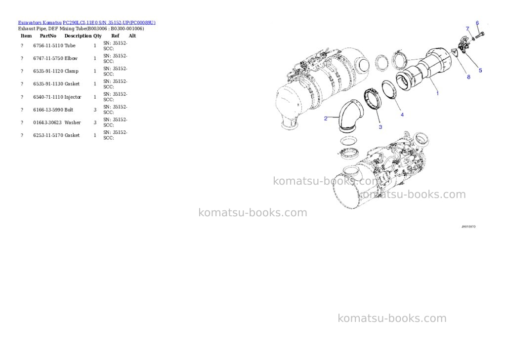 Komatsu PC290LCI-11E0 S/N 35152-UP Parts catalog cover Page 10 Komatsu PC290LCI-11E0 S/N 35152-UP Parts catalog cover Page 10