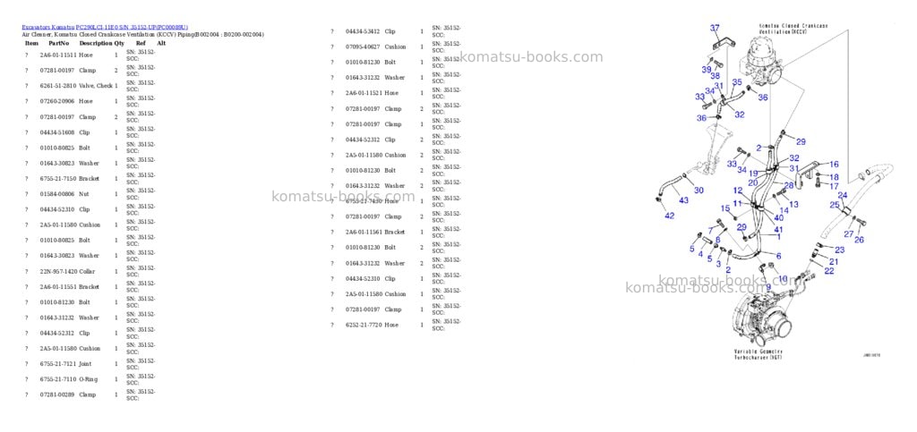 Komatsu PC290LCI-11E0 S/N 35152-UP Parts catalog cover Page 4 Komatsu PC290LCI-11E0 S/N 35152-UP Parts catalog cover Page 4