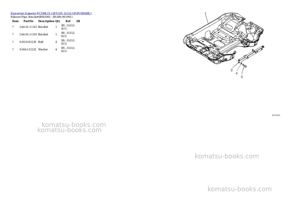 Komatsu PC290LCI-11E0 S/N 35152-UP Parts catalog cover Page 5 Komatsu PC290LCI-11E0 S/N 35152-UP Parts catalog cover Page 5