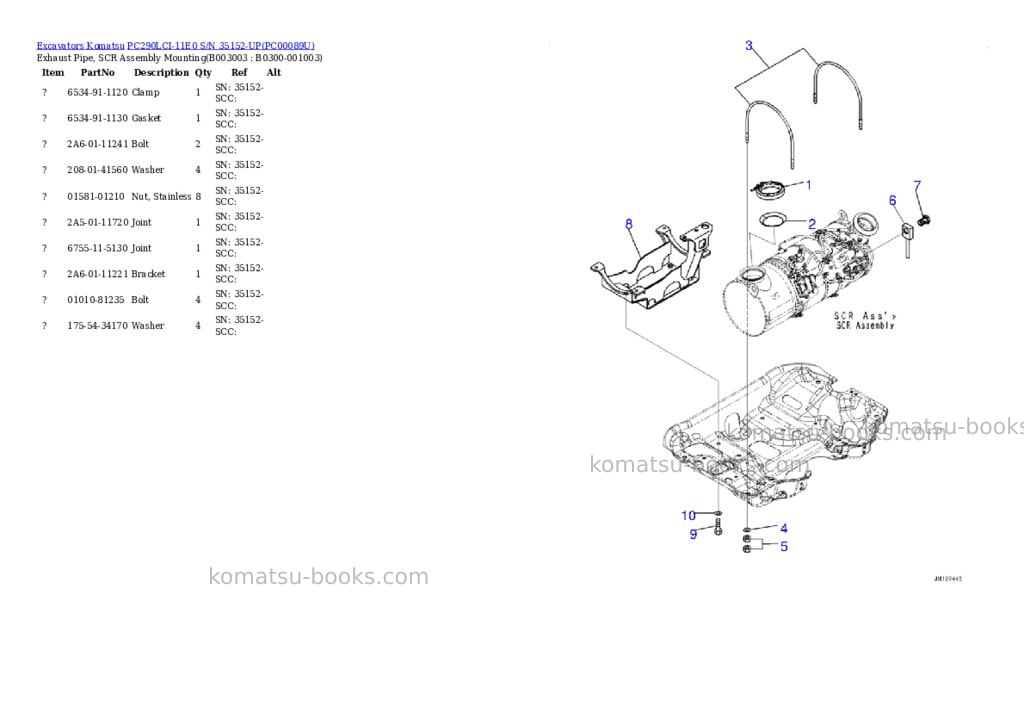 Komatsu PC290LCI-11E0 S/N 35152-UP Parts catalog cover Page 7 Komatsu PC290LCI-11E0 S/N 35152-UP Parts catalog cover Page 7