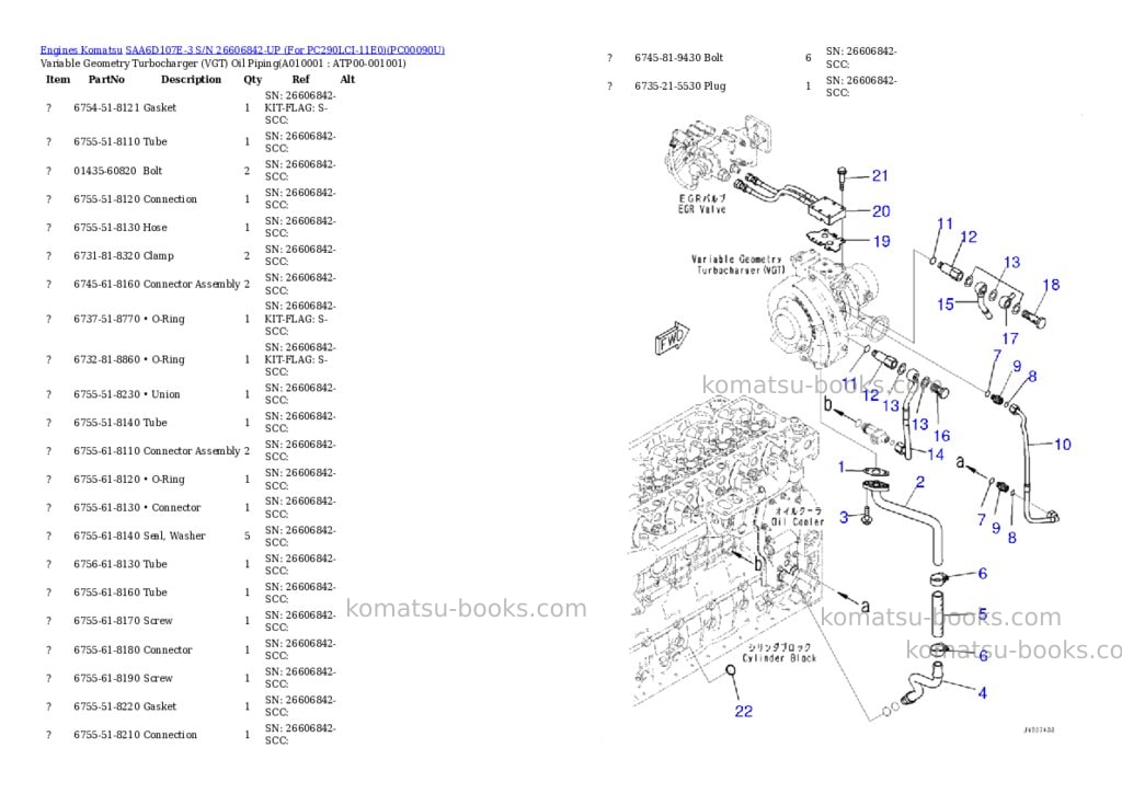 Komatsu SAA6D107E-3 S/N 26606842-UP (For PC290LCI-11E0) Parts catalog cover Page 9