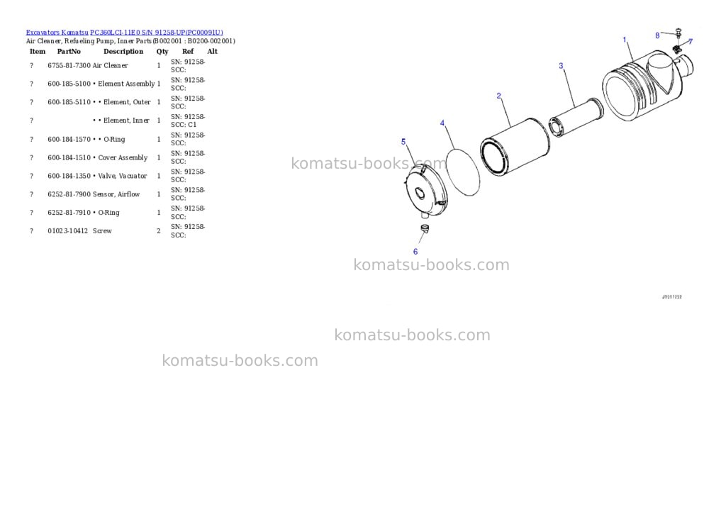 Komatsu PC360LCI-11E0 S/N 91258-UP Parts catalog cover Page 2 Komatsu PC360LCI-11E0 S/N 91258-UP Parts catalog cover Page 2