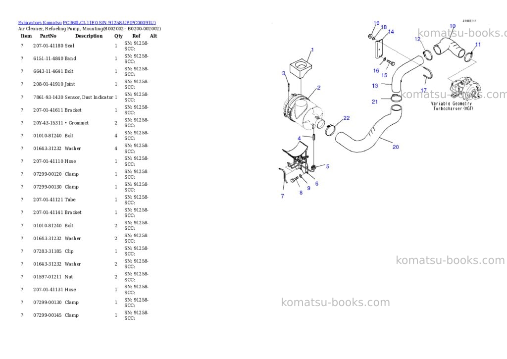 Komatsu PC360LCI-11E0 S/N 91258-UP Parts catalog cover Page 3 Komatsu PC360LCI-11E0 S/N 91258-UP Parts catalog cover Page 3