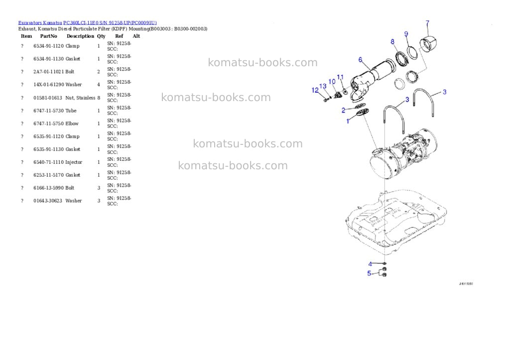 Komatsu PC360LCI-11E0 S/N 91258-UP Parts catalog cover Page 6 Komatsu PC360LCI-11E0 S/N 91258-UP Parts catalog cover Page 6