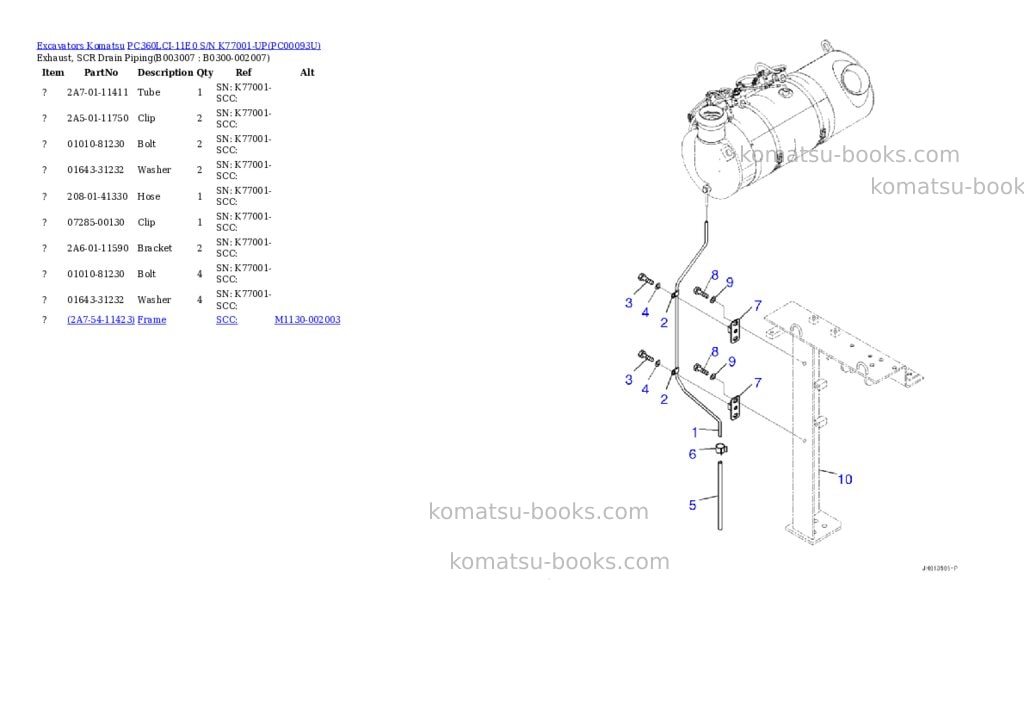 Komatsu PC360LCI-11E0 S/N K77001-UP Parts catalog cover Page 10 Komatsu PC360LCI-11E0 S/N K77001-UP Parts catalog cover Page 10