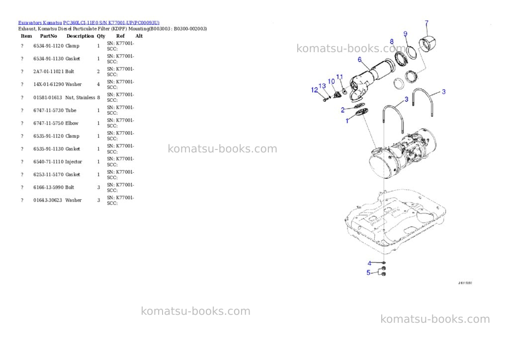 Komatsu PC360LCI-11E0 S/N K77001-UP Parts catalog cover Page 6 Komatsu PC360LCI-11E0 S/N K77001-UP Parts catalog cover Page 6