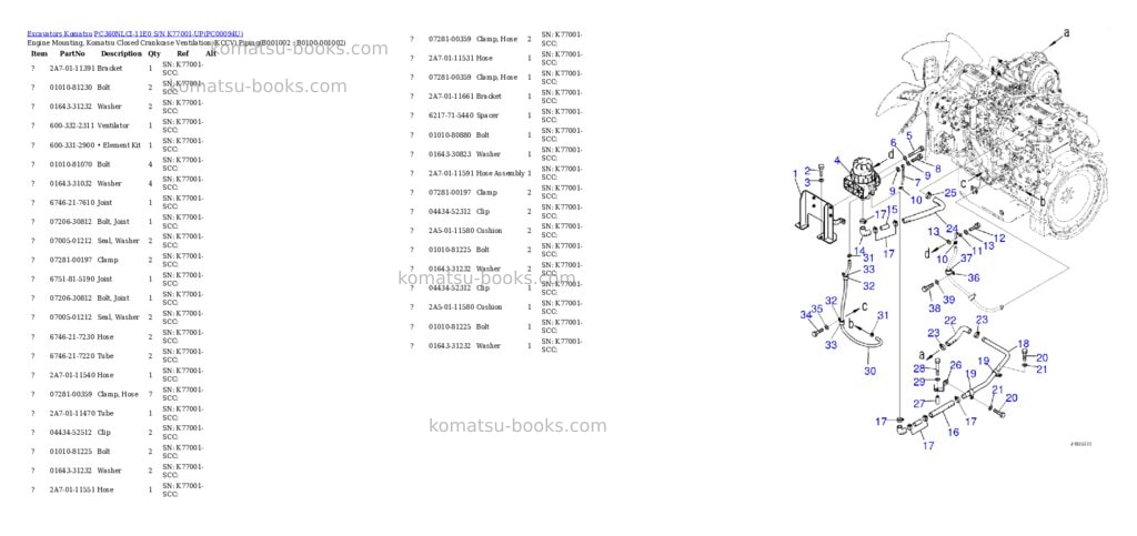 Komatsu PC360NLCI-11E0 S/N K77001-UP Parts catalog cover Komatsu PC360NLCI-11E0 S/N K77001-UP Parts catalog cover
