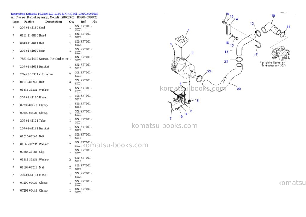 Komatsu PC360NLCI-11E0 S/N K77001-UP Parts catalog cover Page 3 Komatsu PC360NLCI-11E0 S/N K77001-UP Parts catalog cover Page 3