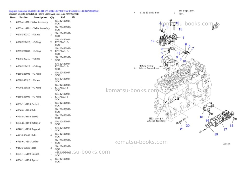 Komatsu SAA6D114E-6B S/N 22431937-UP (For PC360LCI-11E0) Parts catalog cover Page 10 Komatsu SAA6D114E-6B S/N 22431937-UP (For PC360LCI-11E0) Parts catalog cover Page 10