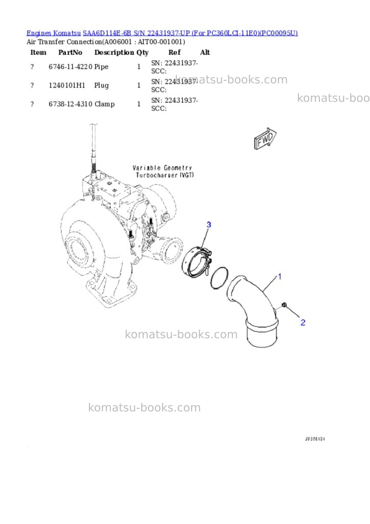Komatsu SAA6D114E-6B S/N 22431937-UP (For PC360LCI-11E0) Parts catalog cover Page 5 Komatsu SAA6D114E-6B S/N 22431937-UP (For PC360LCI-11E0) Parts catalog cover Page 5