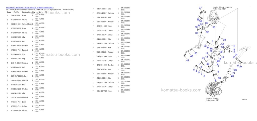 Komatsu PC210LCI-11E0 S/N 503996-UP Parts catalog cover Page 4 Komatsu PC210LCI-11E0 S/N 503996-UP Parts catalog cover Page 4