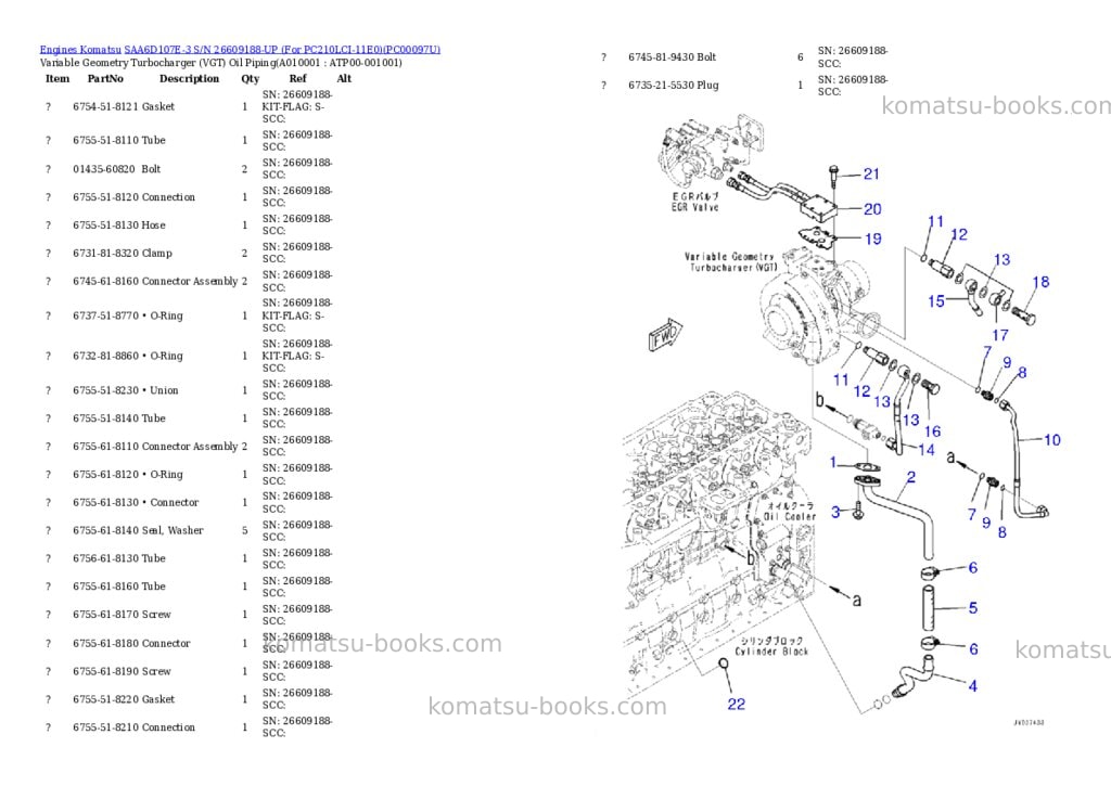 Komatsu SAA6D107E-3 S/N 26609188-UP (For PC210LCI-11E0) Parts catalog cover Page 9