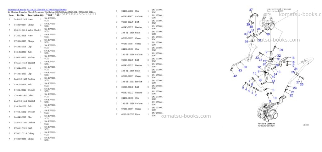 Komatsu PC210LCI-11E0 S/N K77001-UP Parts catalog cover Page 4
