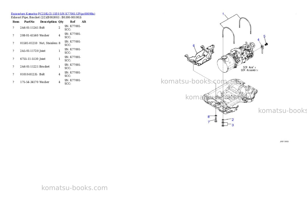 Komatsu PC210LCI-11E0 S/N K77001-UP Parts catalog cover Page 7