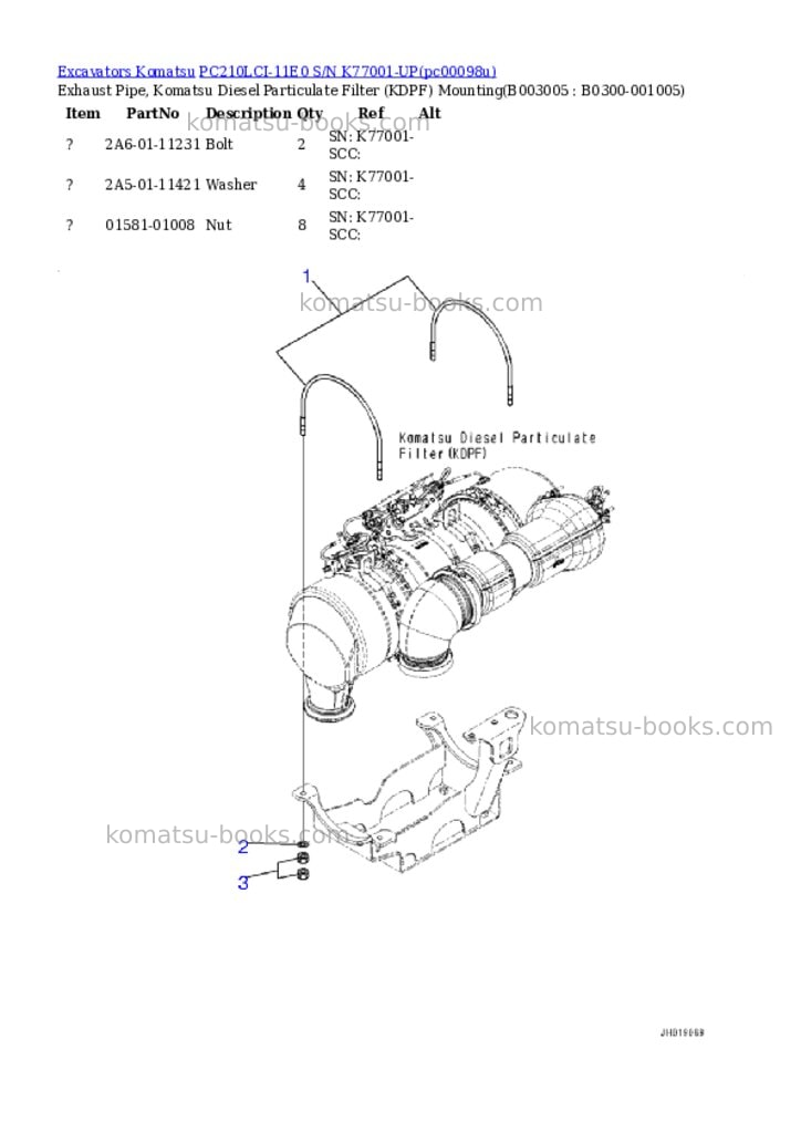 Komatsu PC210LCI-11E0 S/N K77001-UP Parts catalog cover Page 9