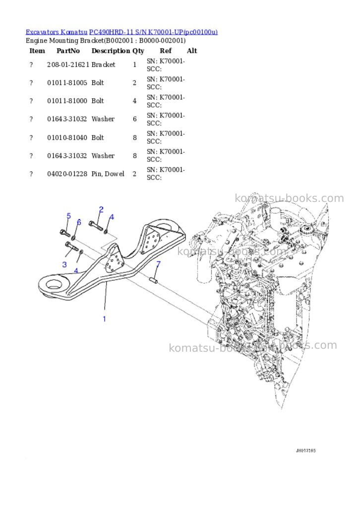 Komatsu PC490HRD-11 S/N K70001-UP Parts catalog cover