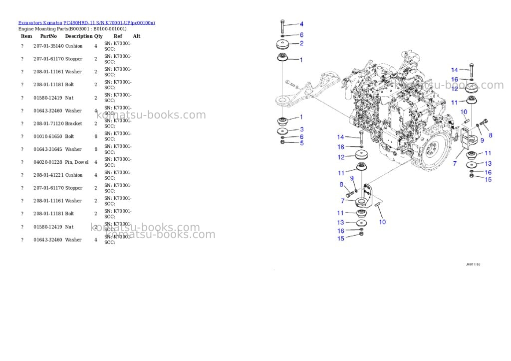 Komatsu PC490HRD-11 S/N K70001-UP Parts catalog cover Page 2