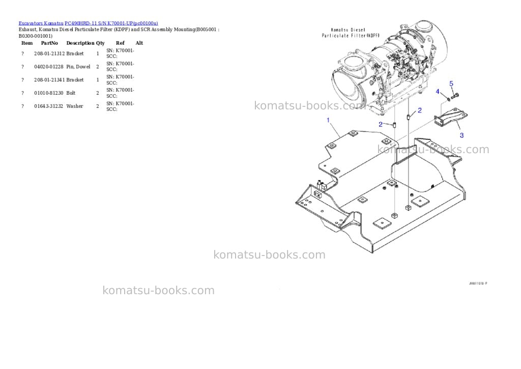 Komatsu PC490HRD-11 S/N K70001-UP Parts catalog cover Page 5