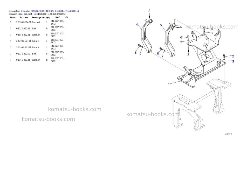 Komatsu PC228USLC-11E0 S/N K77001-UP Parts catalog cover Page 5 Komatsu PC228USLC-11E0 S/N K77001-UP Parts catalog cover Page 5