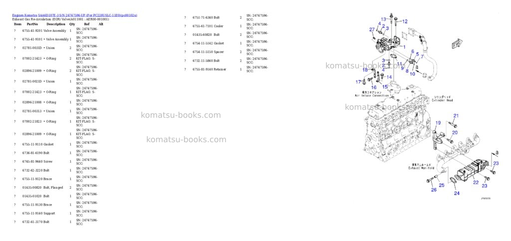 Komatsu SAA6D107E-3 S/N 26747596-UP (For PC228USLC-11E0) Parts catalog cover Page 10